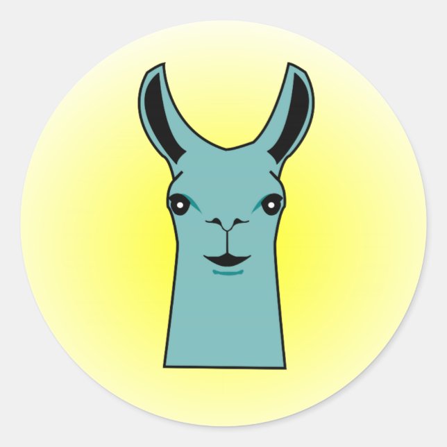 Happy Llama Aquamarin Zeichnend Runder Aufkleber (Vorderseite)