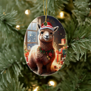 Happy Llama Christmas, Keramik Ornament