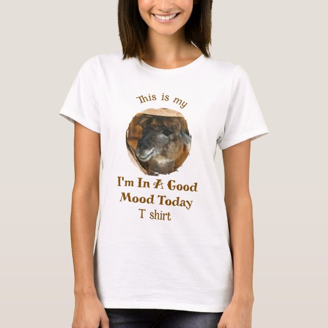Happy Llama Good Mood Humorous Funny  T-Shirt (Vorderseite)