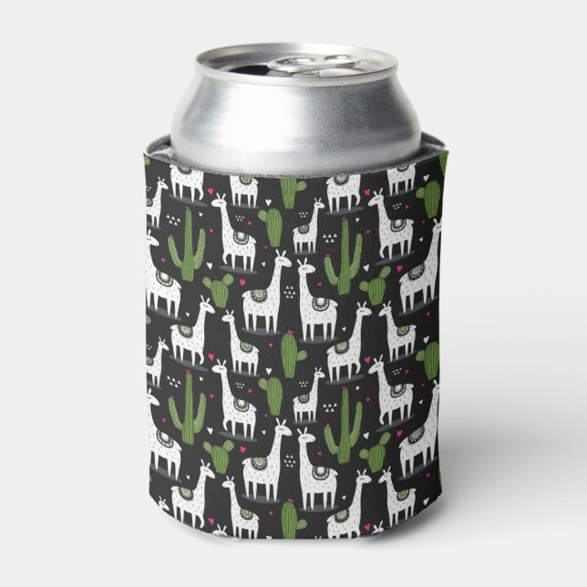 Happy Llama Pattern Dosenkühler (Kanne Vorderseite)