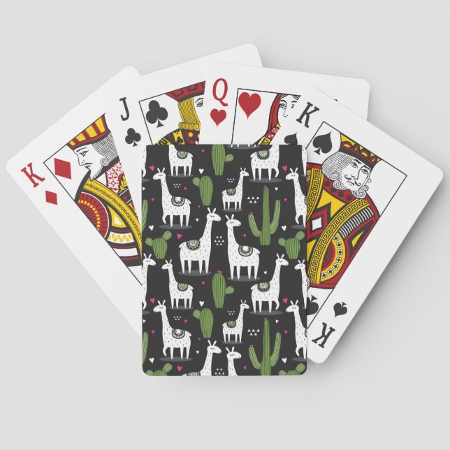 Happy Llama Pattern Spielkarten (Rückseite)