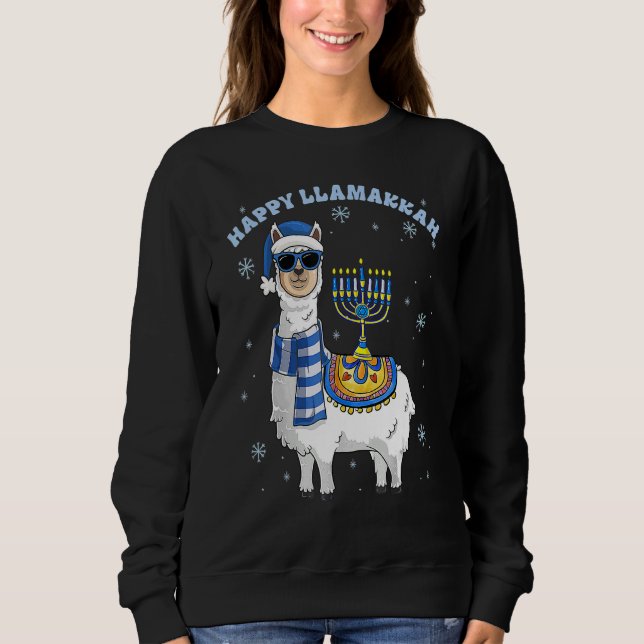 Happy Llamakkah Hanukkah Llama Chanukah Alpaca Gir Sweatshirt (Vorderseite)