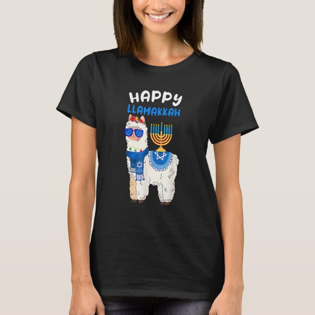 Happy Llamakkah Hanukkah Llama Chanukah Alpaca Wom T-Shirt (Vorderseite)