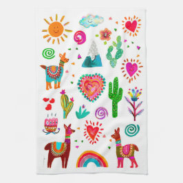 Happy Llamas & Hearts Einfache Küchentücher