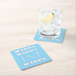 HAPPY Logo Sky Blue Rechteckiger Pappuntersetzer