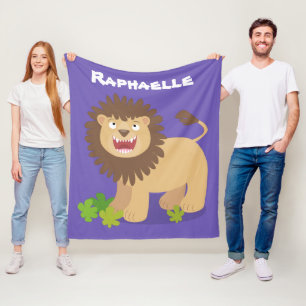 Happy Löwe brüllend Cartoon Illustration Fleecedecke