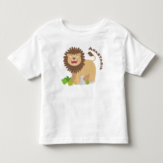 Happy Löwe brüllend Cartoon Illustration Kleinkind T-shirt (Vorderseite)