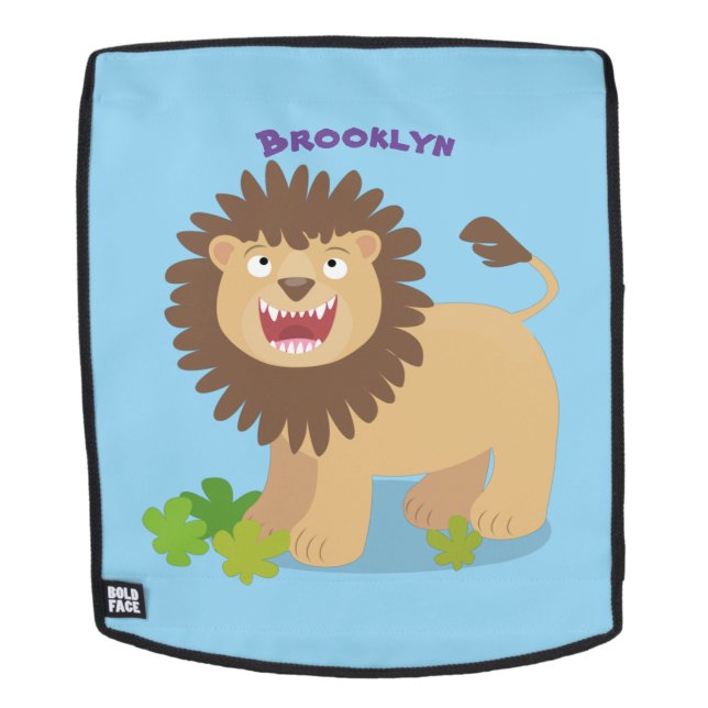 Happy Löwe brüllend Cartoon Illustration Rucksack (Abnehmbare Front)