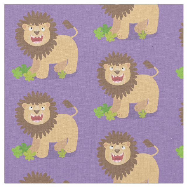 Happy Löwe brüllend Cartoon Illustration Stoff (Nahaufnahme)