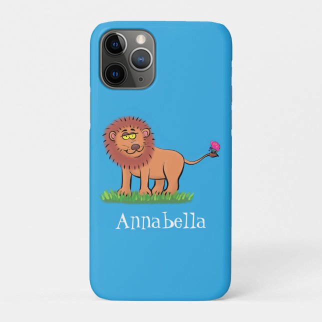 Happy Löwe mit Schmetterling-Cartoon-Abbildung Case-Mate iPhone Hülle (Rückseite)