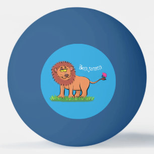 Happy Löwe mit Schmetterling-Cartoon-Abbildung Tischtennisball