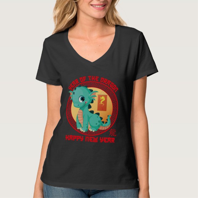 Happy Lunar New Year 2024 Cute Chinese Dragon Deco T-Shirt (Vorderseite)