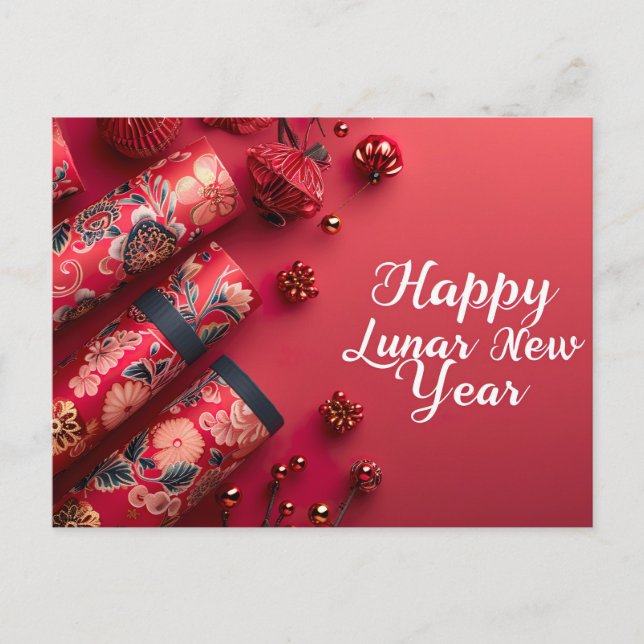 Happy Lunar New Year Postcard Feiertagspostkarte (Vorderseite)