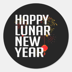 Happy Lunar New Year Runder Aufkleber