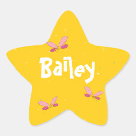 Happy Magical Fairy Wings and Glitzern Yellow Stern-Aufkleber