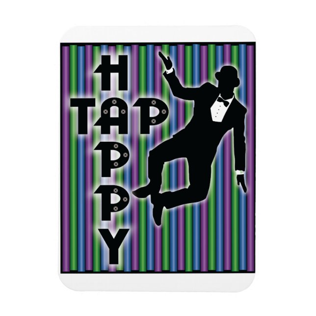 Happy Magnet mit Streifen gestochen (Vertikal)