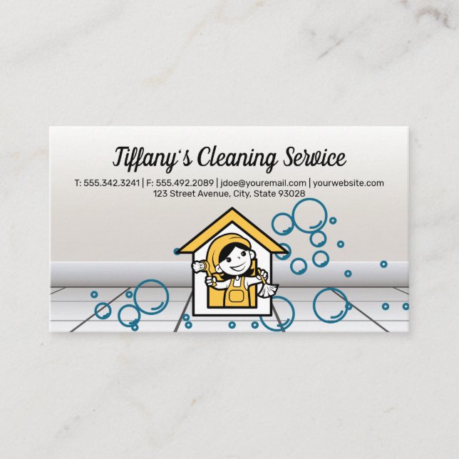 Happy Maid Logo | Soapy Bubbles Visitenkarte (Vorderseite)