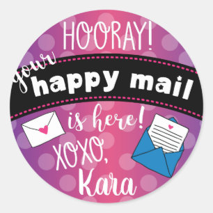 Happy mail classique autocollant rond
