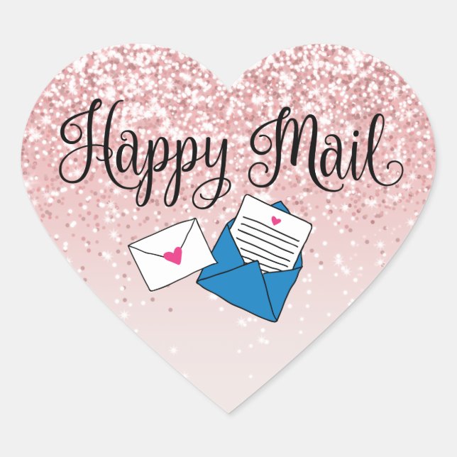 Happy Mail Herz-Aufkleber (Vorderseite)