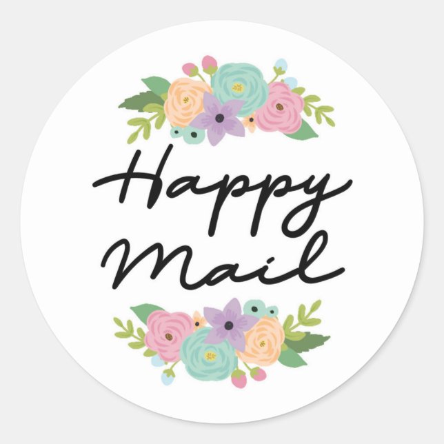 Happy Mail Sticker - Blumendesign!! (Vorderseite)
