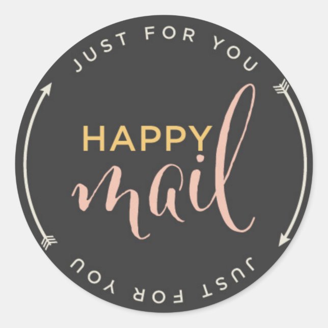 Happy Mail Sticker mit Pfeilen (Vorderseite)