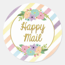Happy Mail Sticker - pastellfarbene Regenbogenstre