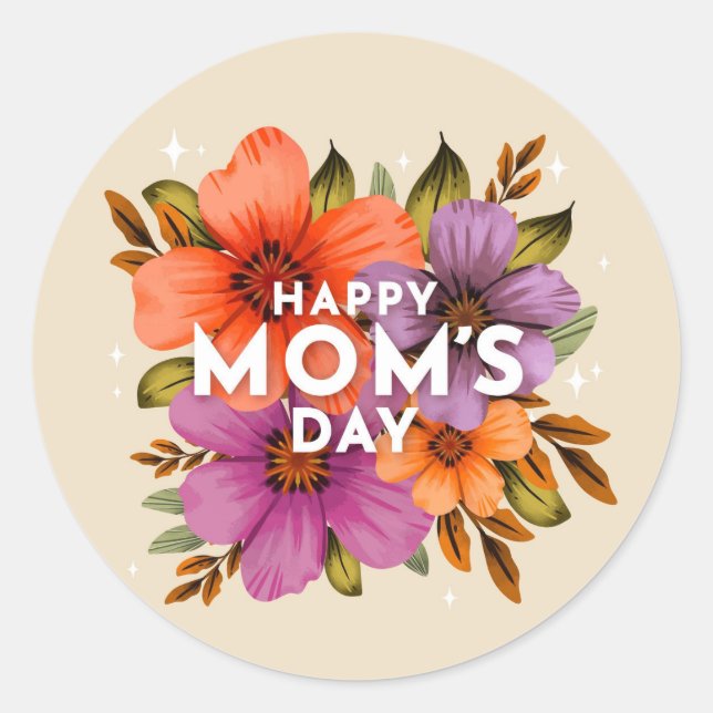 Happy Mama Day Classic Round Aufkleber (Vorderseite)