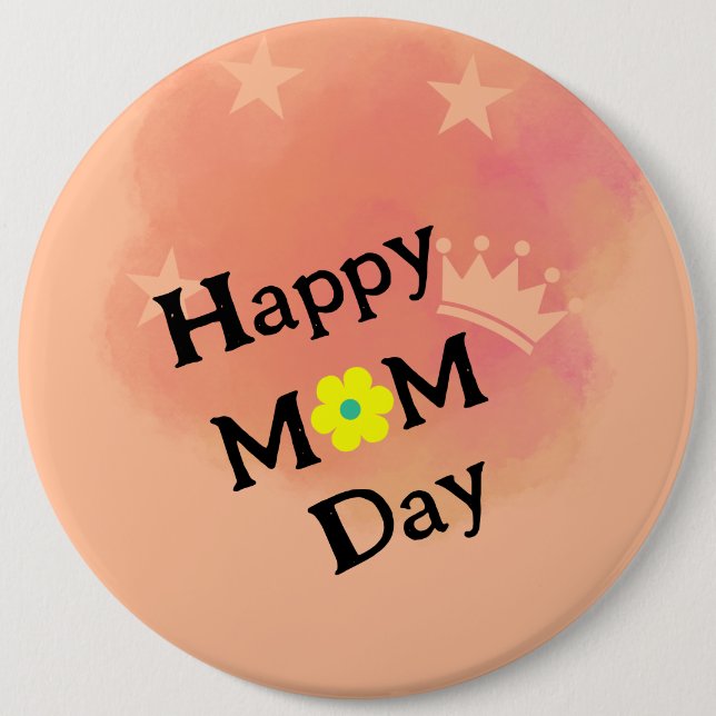 Happy Mama Day Peach Retro Aquarell Button (Vorderseite)