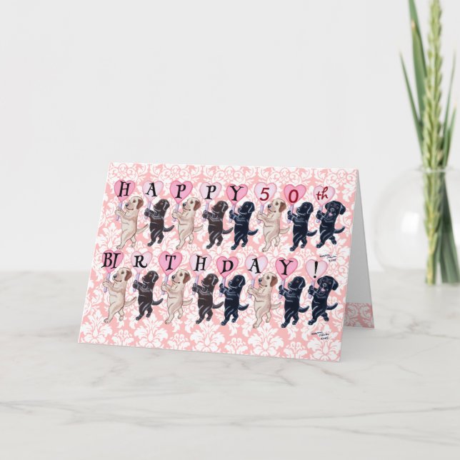 Happy Marching Labradors Birthday Karte (Vorderseite)