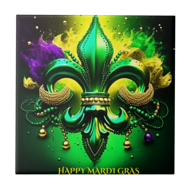 Happy Mardi Gras 2024 Fliese (Vorderseite)