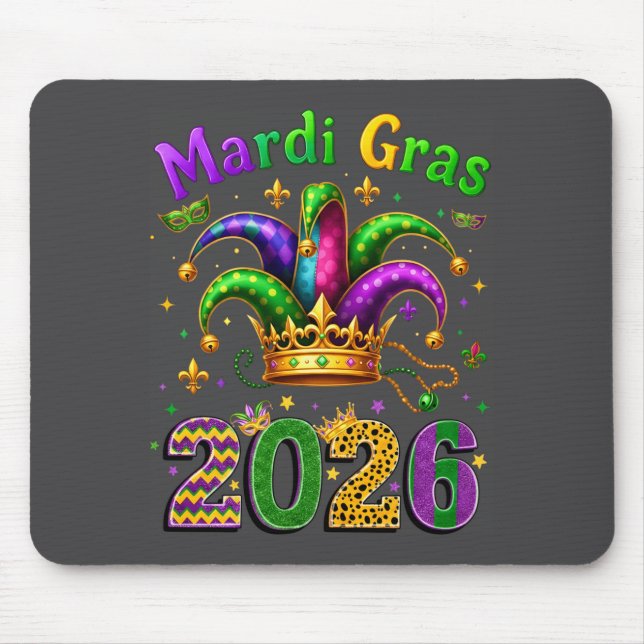 Happy Mardi Gras 2026 Jester Hat Men Women Kid Car Mousepad (Vorne)
