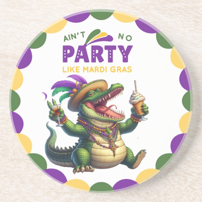 Happy Mardi Gras Alligator Getränkeuntersetzer (Vorne)