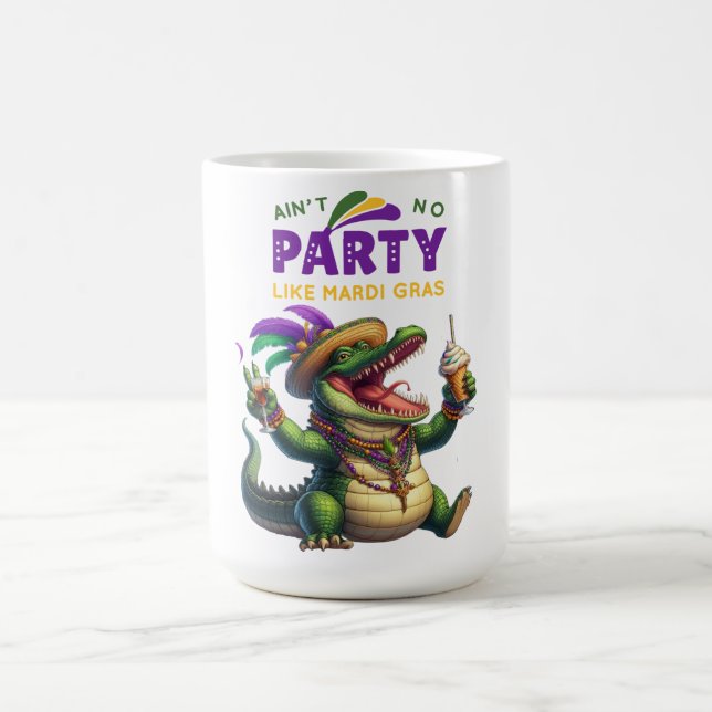 Happy Mardi Gras Alligator Kaffeetasse (Mittel)