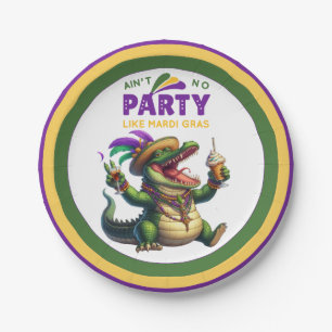 Happy Mardi Gras Alligator Pappteller