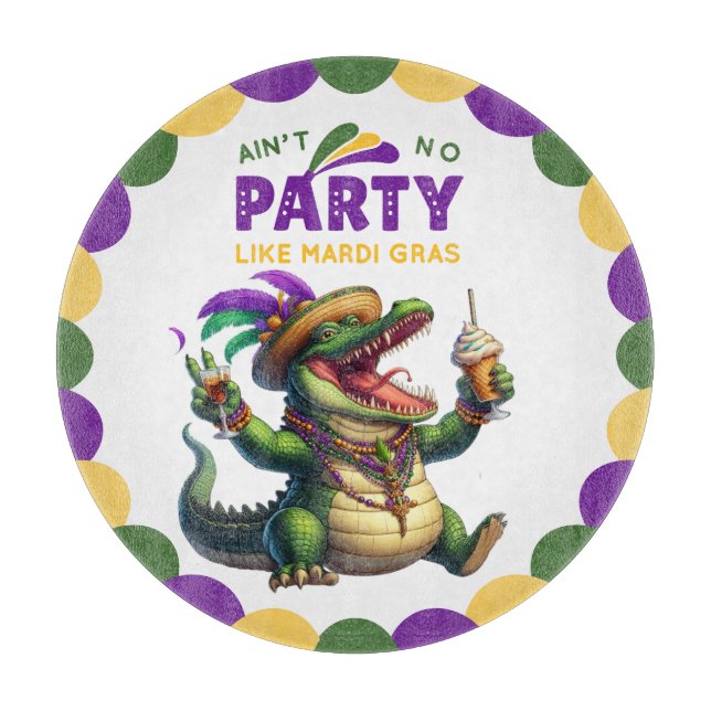 Happy Mardi Gras Alligator Schneidebrett (Vorderseite)