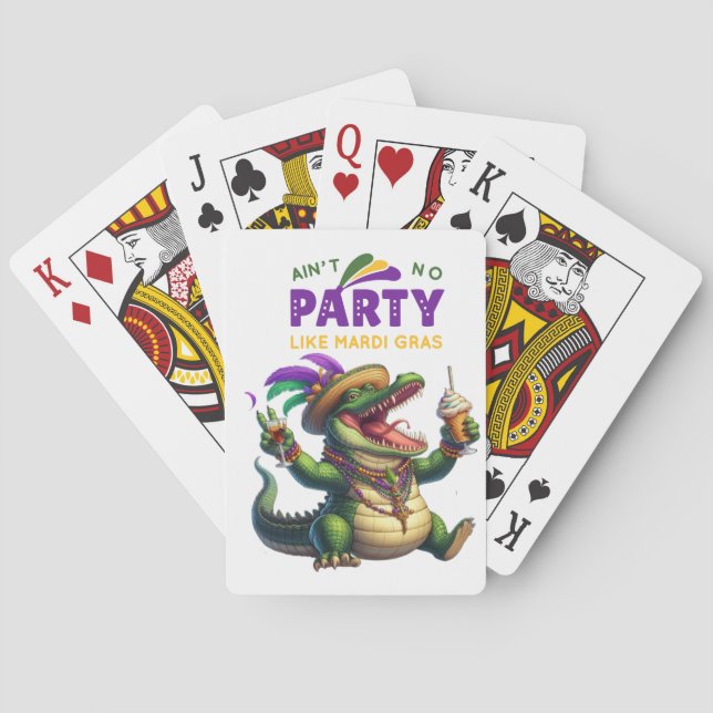 Happy Mardi Gras Alligator Spielkarten (Rückseite)