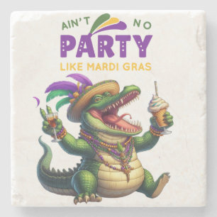 Happy Mardi Gras Alligator Steinuntersetzer