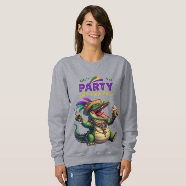 Happy Mardi Gras Alligator Sweatshirt (Vorne ganz)