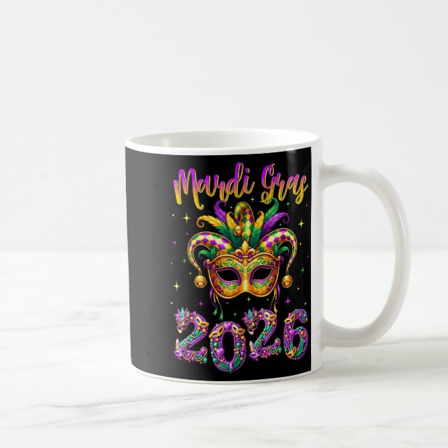 Happy Mardi Gras Carnival 2026 Jester Hat Men Wome Kaffeetasse (Rechts)