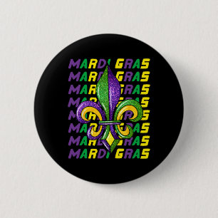 Happy Mardi Gras Carnival Fat Dienstag Lilie Button
