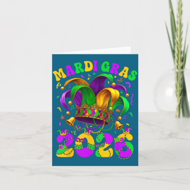 Happy Mardi Gras Carnival Mardi Gras 2026 Jester M Karte (Vorderseite)