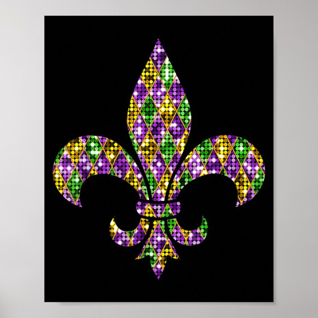 Happy Mardi Gras Carnival New Orleans Fleur De Lis Poster (Vorne)