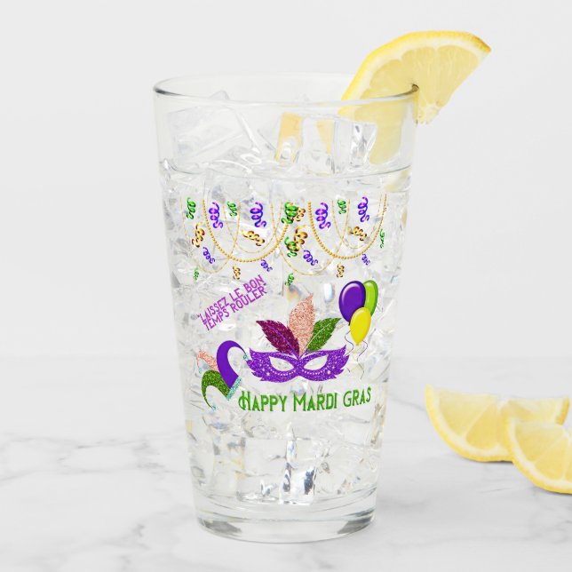 Happy Mardi Gras Celebration Party Maskengetränk Glas (Rückseite Ice)