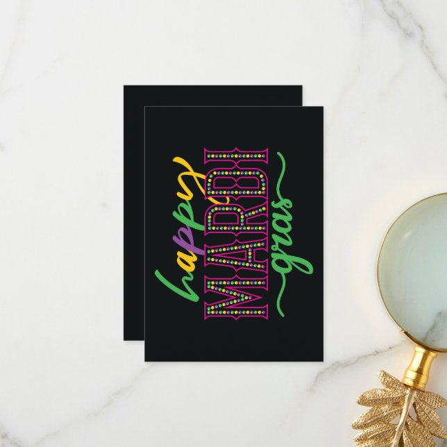 Happy Mardi Gras Customize Wünschen Dankeskarte (Vorderseite/Rückseite Beispiel)