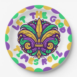 Happy Mardi Gras fleur-de-lis Pappteller