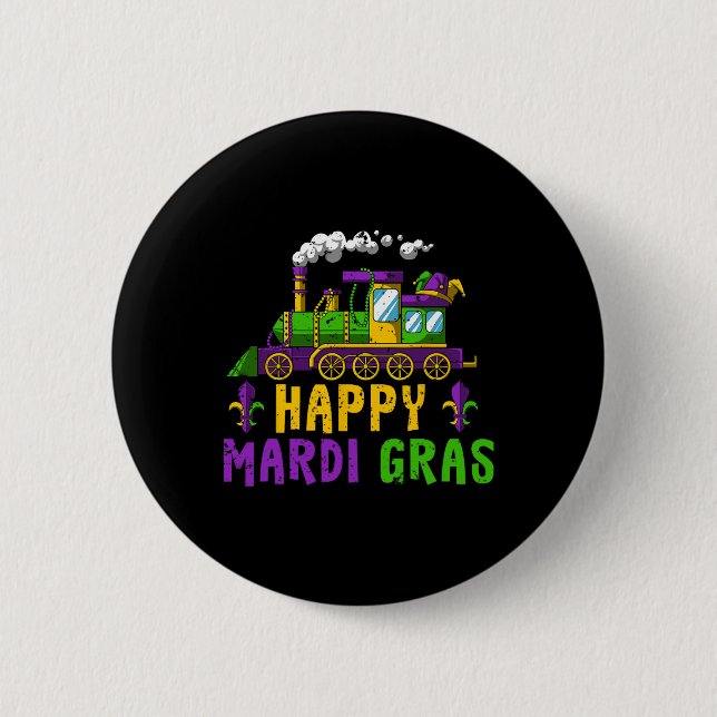 Happy Mardi Gras Jester Train Carnival Parade Teil Button (Vorderseite)