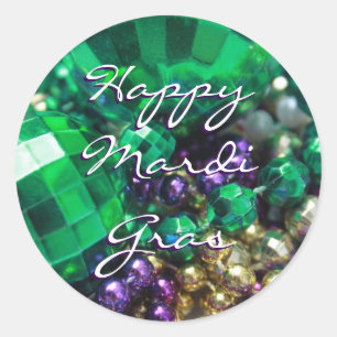 Happy Mardi Gras Perle Jette Des Stickers Rond Per