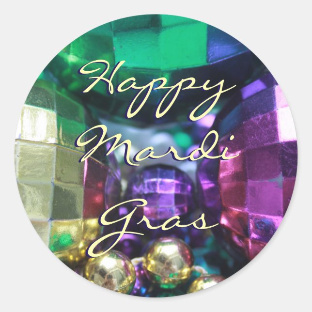 Happy Mardi Gras Perle Jette Stickers Customisés (Devant)