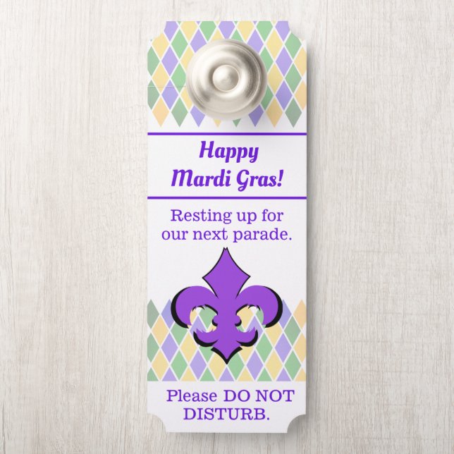 Happy Mardi Gras | PERSONALISIERT Türanhänger (Auf Knauf)