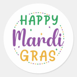 Happy Mardi Gras Runder Aufkleber